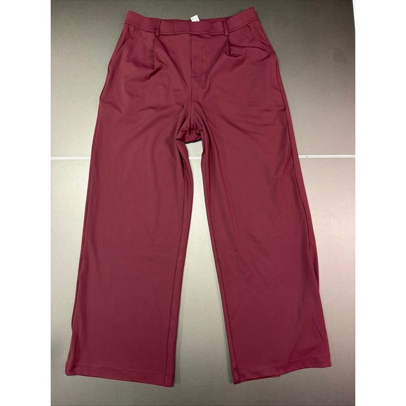 HALARA Pants - Halara Burgundy Wide Leg Pull On Pants Women's M Regular Stretch Casual